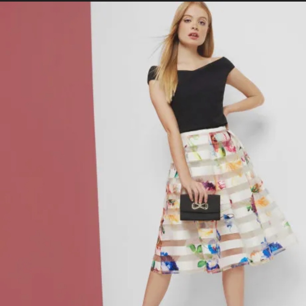 Ted Baker Multicolor Floral A-Line Skirt